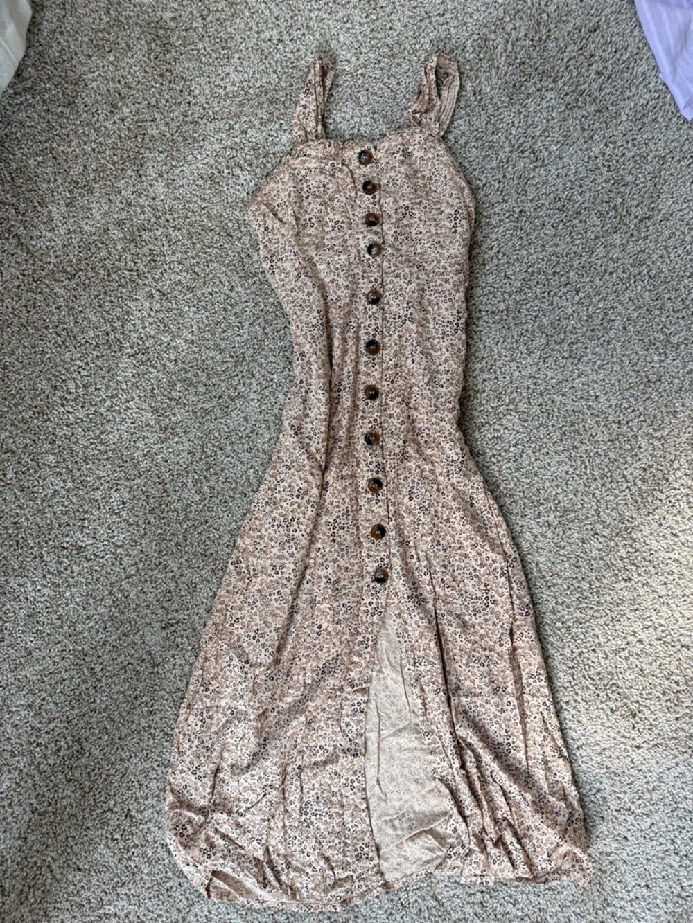 Long floor length slim leopard Button-Front Beige Dress